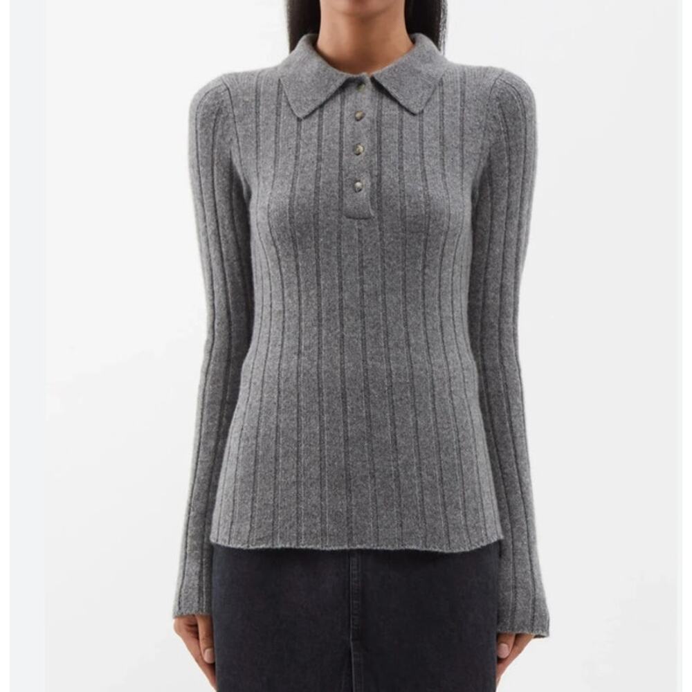 KHAITE Cashmere Sweater Ribbed Hans Size S Gray - Picture 5 of 5